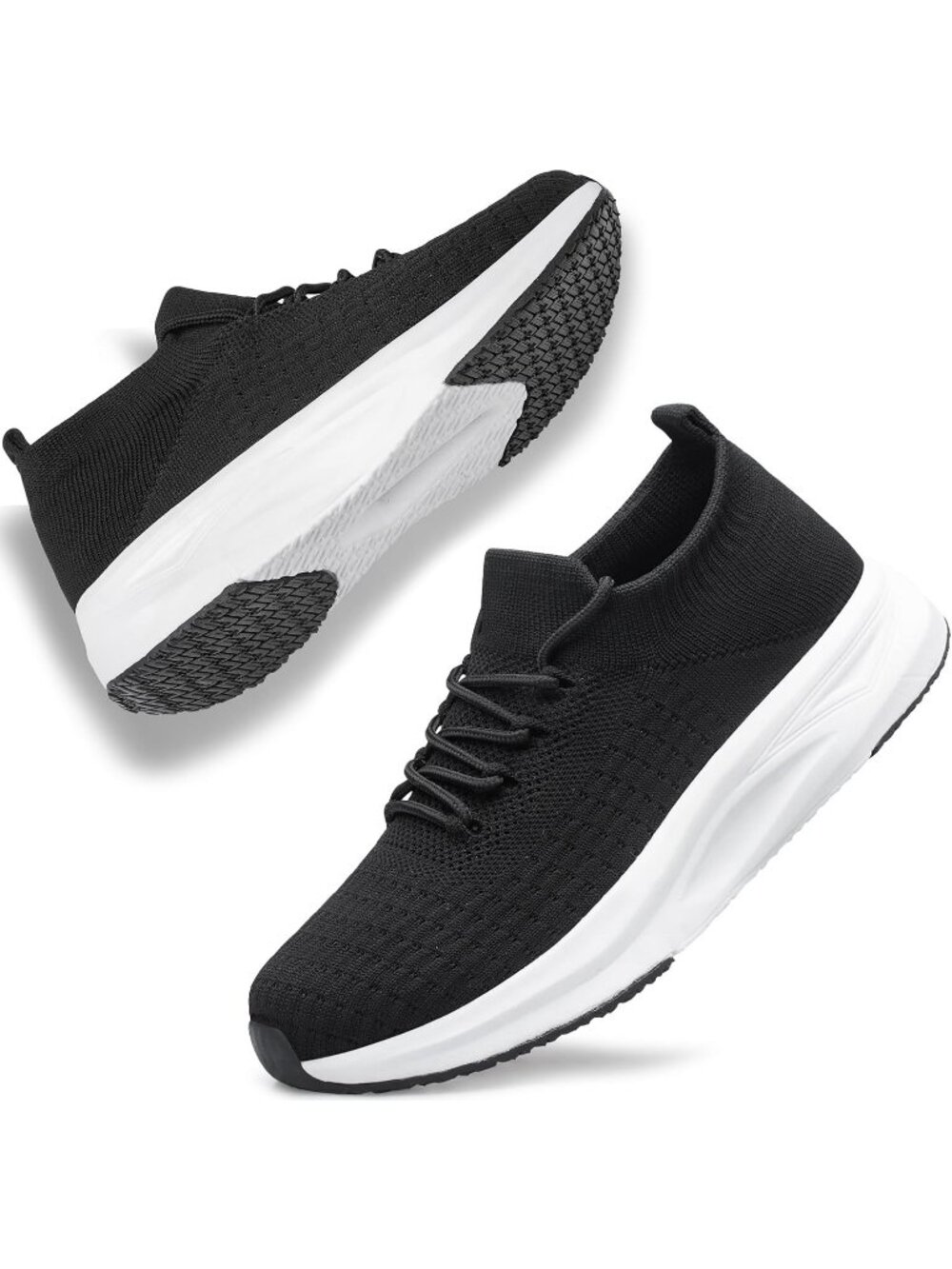 Women's Black 2 Comfort Sock Lightweight Closed Toe Athletic Running Sneaker